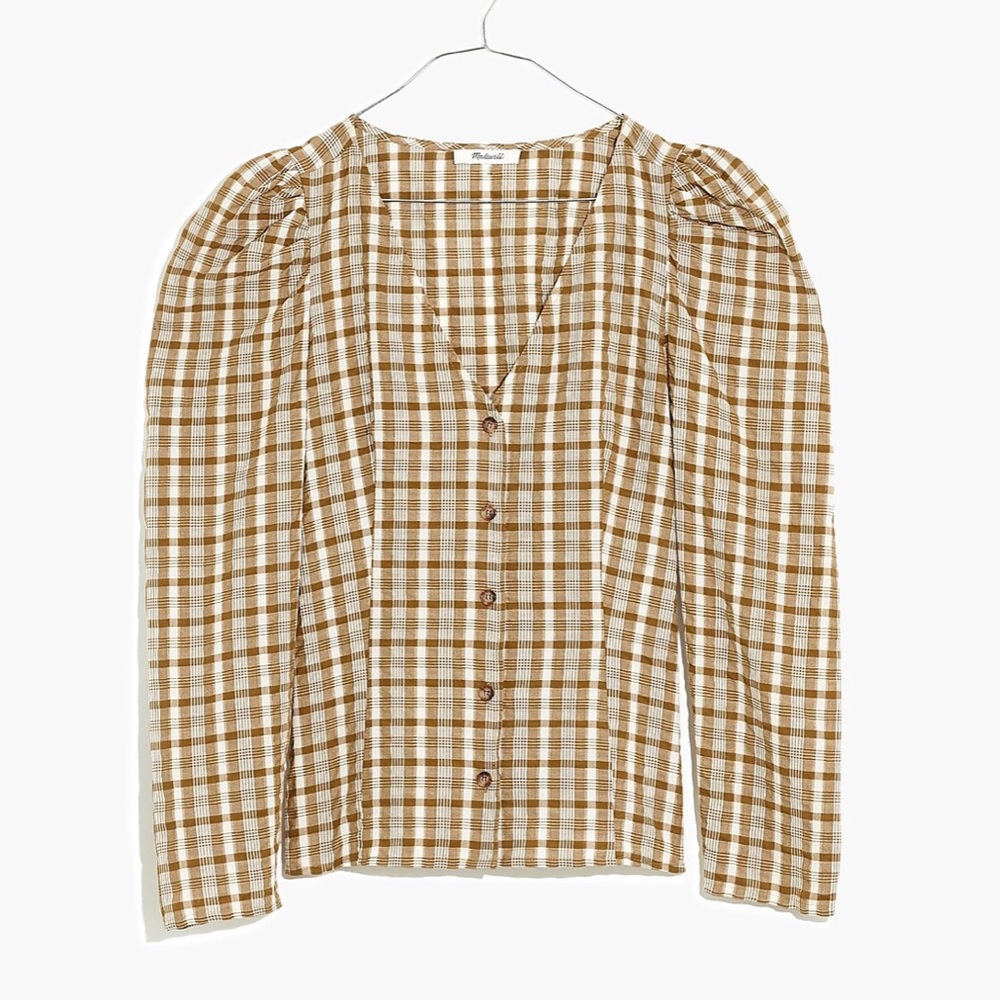 🌥️ Madewell Brown Plaid Women's Top 🌥️